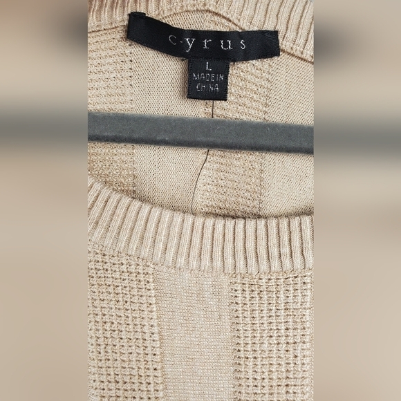 CYRUS Pull-over Beige Boho Batwing Roomy Knit Women's sweater Size L - Picture 4 of 10